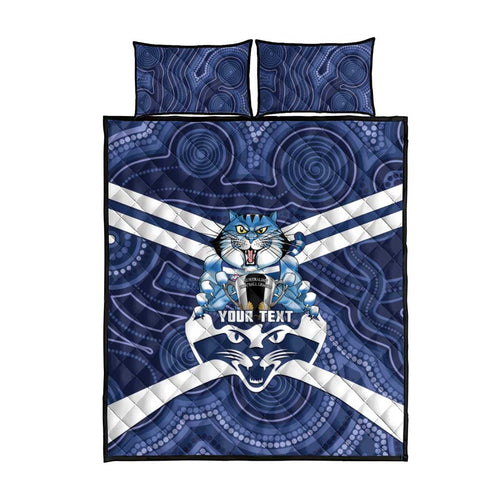 AFL Cats Football Personalised Quilt Bed Set Final Geelong Premiers Trophy Aboriginal - Aussie Hoodie