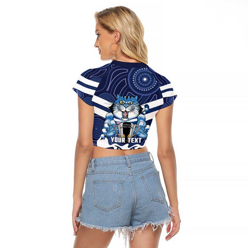 AFL Cats Football Personalised Raglan Cropped T Shirt Final Geelong Premiers Trophy Aboriginal - Aussie Hoodie