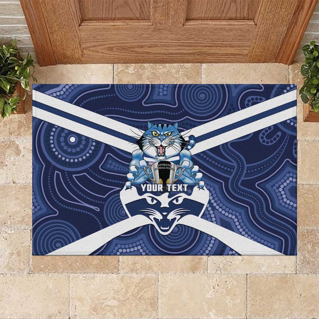 AFL Cats Football Personalised Rubber Doormat Final Geelong Premiers Trophy Aboriginal - Aussie Hoodie
