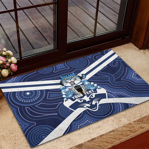 AFL Cats Football Personalised Rubber Doormat Final Geelong Premiers Trophy Aboriginal - Aussie Hoodie