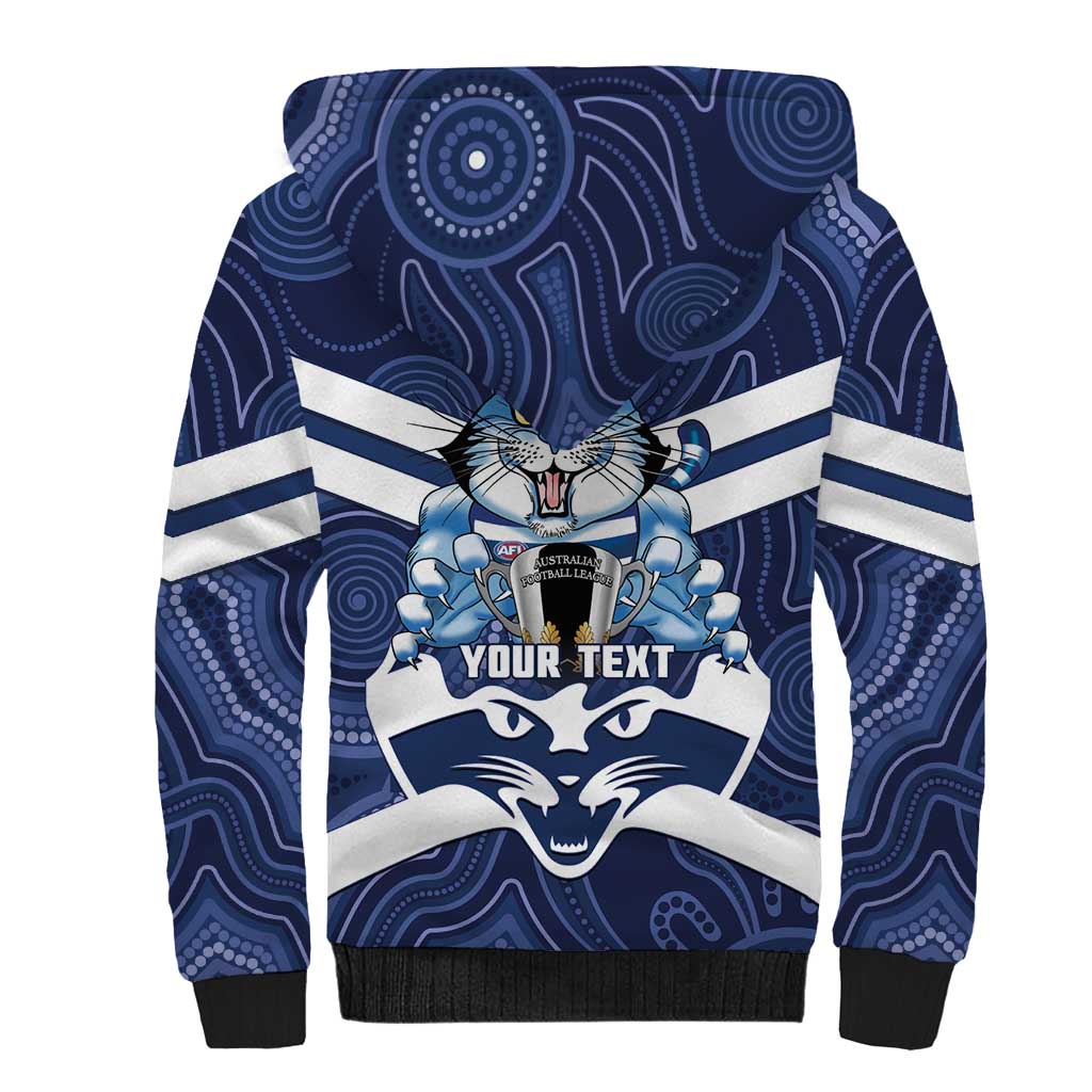 AFL Cats Football Personalised Sherpa Hoodie Final Geelong Premiers Trophy Aboriginal - Aussie Hoodie
