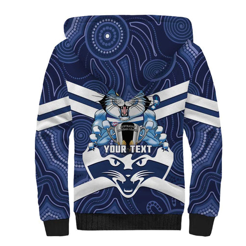 AFL Cats Football Personalised Sherpa Hoodie Final Geelong Premiers Trophy Aboriginal - Aussie Hoodie