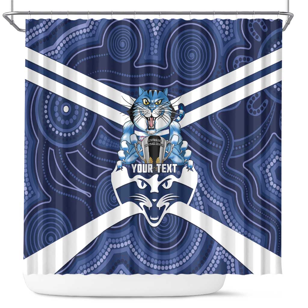 AFL Cats Football Personalised Shower Curtain Final Geelong Premiers Trophy Aboriginal - Aussie Hoodie