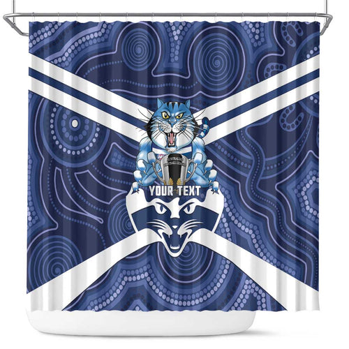 AFL Cats Football Personalised Shower Curtain Final Geelong Premiers Trophy Aboriginal - Aussie Hoodie