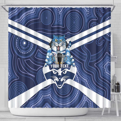 AFL Cats Football Personalised Shower Curtain Final Geelong Premiers Trophy Aboriginal - Aussie Hoodie