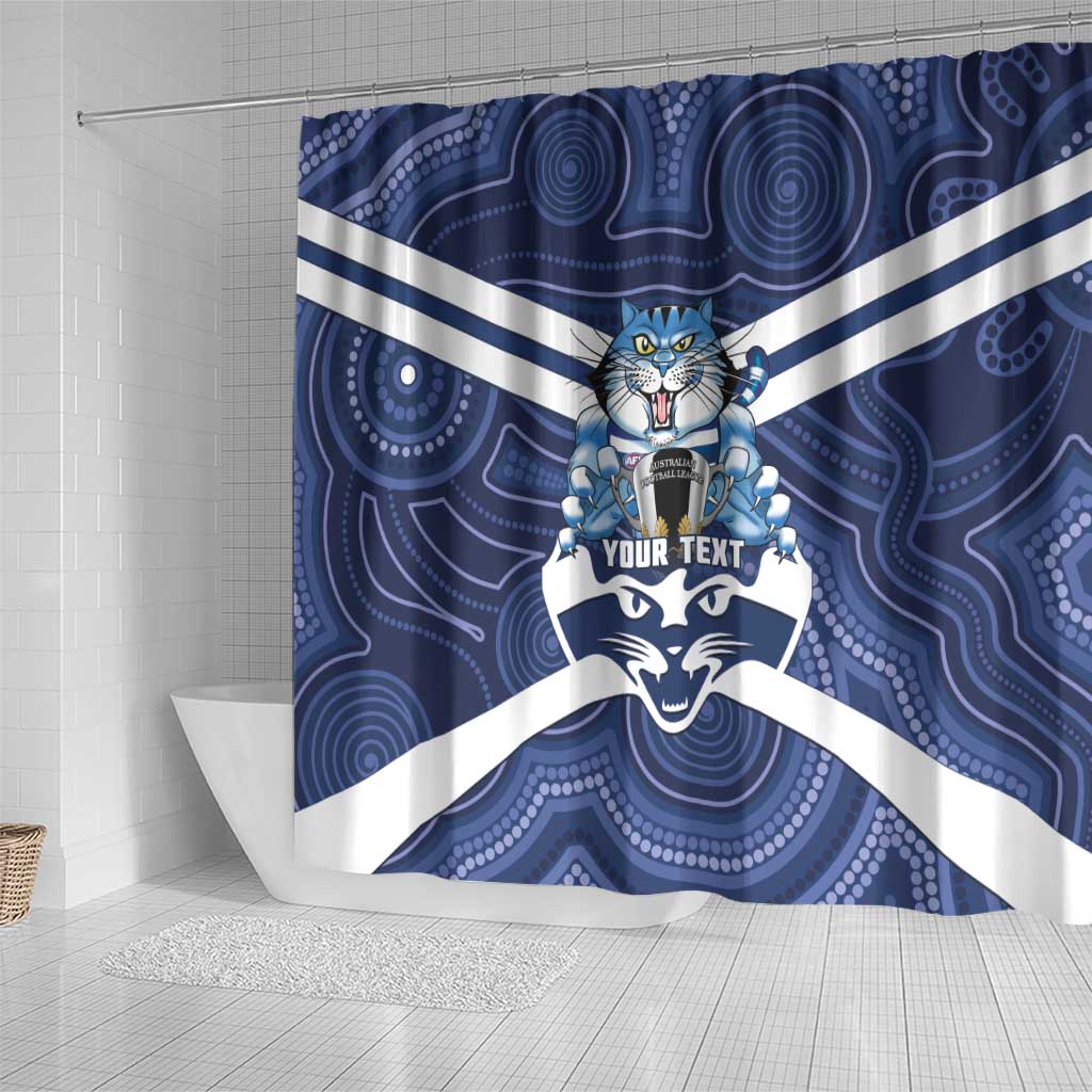 AFL Cats Football Personalised Shower Curtain Final Geelong Premiers Trophy Aboriginal - Aussie Hoodie
