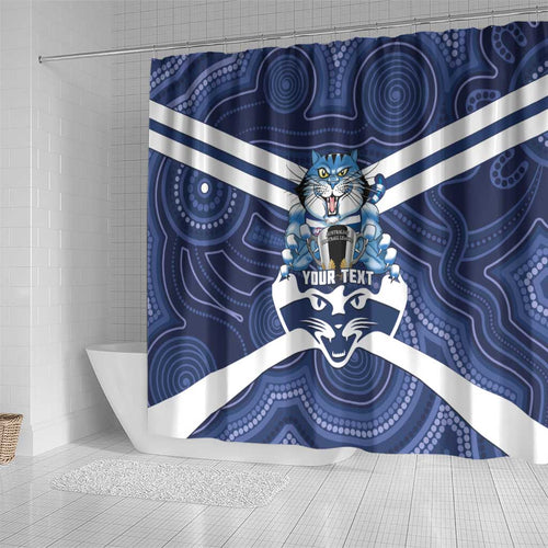 AFL Cats Football Personalised Shower Curtain Final Geelong Premiers Trophy Aboriginal - Aussie Hoodie