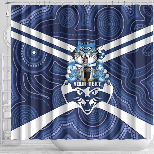AFL Cats Football Personalised Shower Curtain Final Geelong Premiers Trophy Aboriginal - Aussie Hoodie
