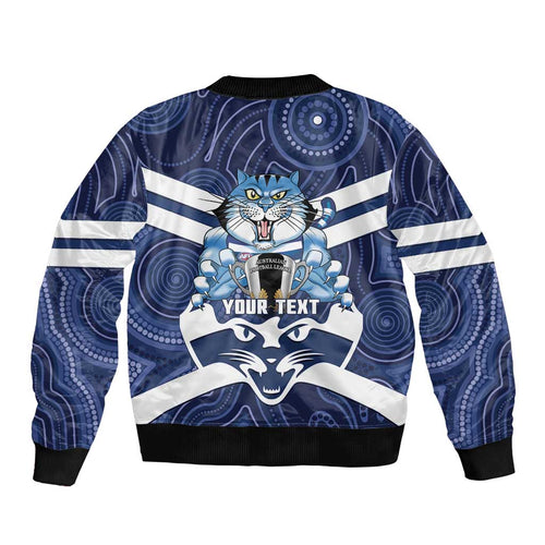 AFL Cats Football Personalised Sleeve Zip Bomber Jacket Final Geelong Premiers Trophy Aboriginal - Aussie Hoodie