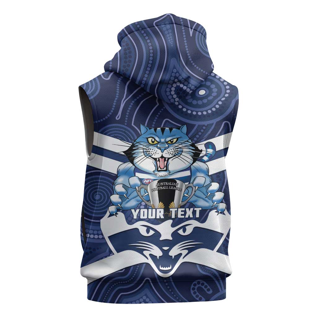 AFL Cats Football Personalised Sleeveless Hoodie Final Geelong Premiers Trophy Aboriginal - Aussie Hoodie