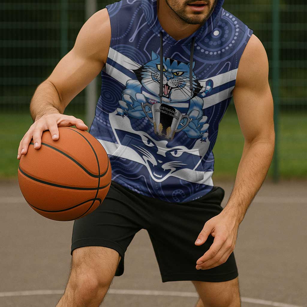 AFL Cats Football Personalised Sleeveless Hoodie Final Geelong Premiers Trophy Aboriginal - Aussie Hoodie