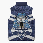 AFL Cats Football Personalised Sleeveless Puffer Jacket Final Geelong Premiers Trophy Aboriginal - Aussie Hoodie