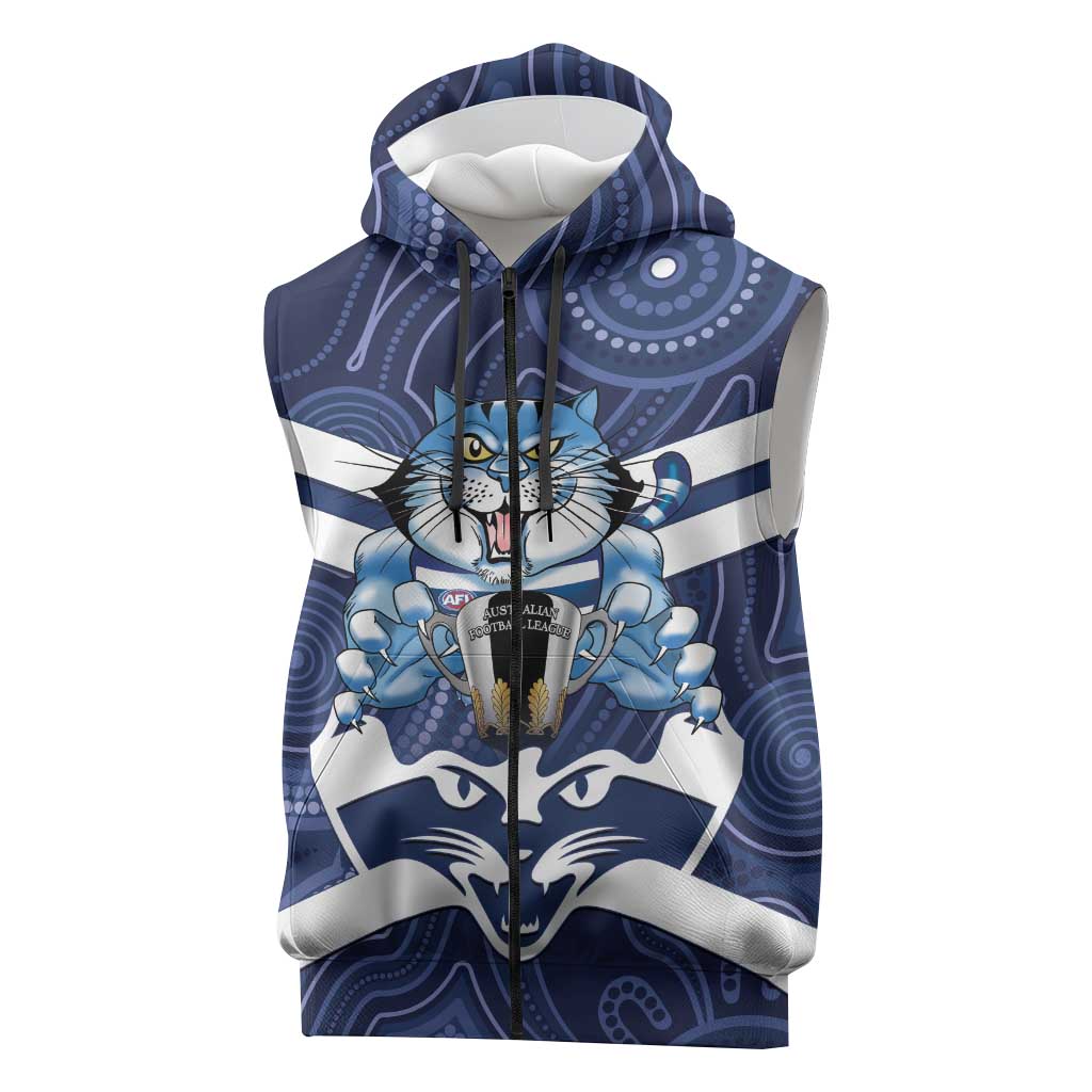 AFL Cats Football Personalised Sleeveless Zip Hoodie Final Geelong Premiers Trophy Aboriginal LT14