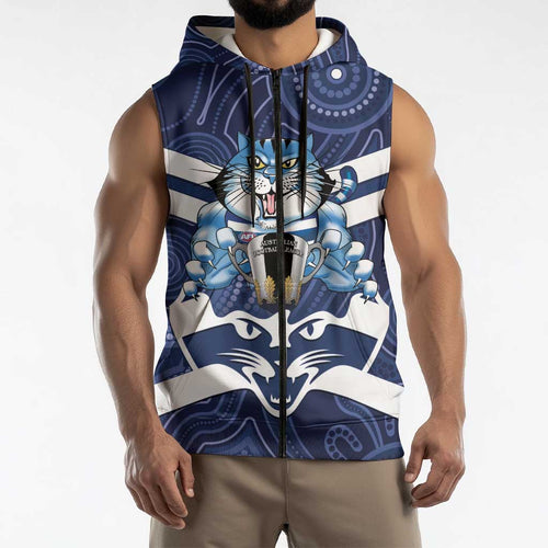 AFL Cats Football Personalised Sleeveless Zip Hoodie Final Geelong Premiers Trophy Aboriginal LT14