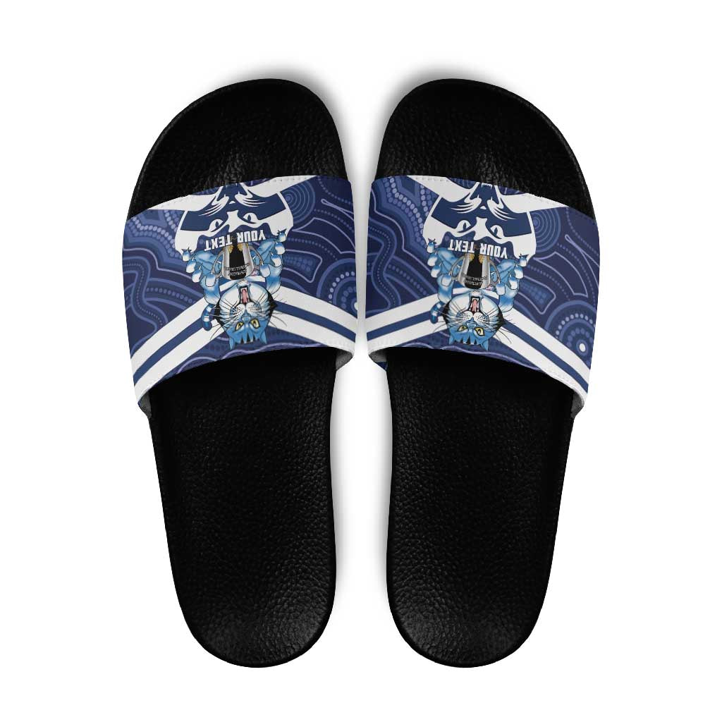 AFL Cats Football Personalised Slide Sandals Final Geelong Premiers Trophy Aboriginal - Aussie Hoodie