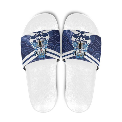 AFL Cats Football Personalised Slide Sandals Final Geelong Premiers Trophy Aboriginal - Aussie Hoodie