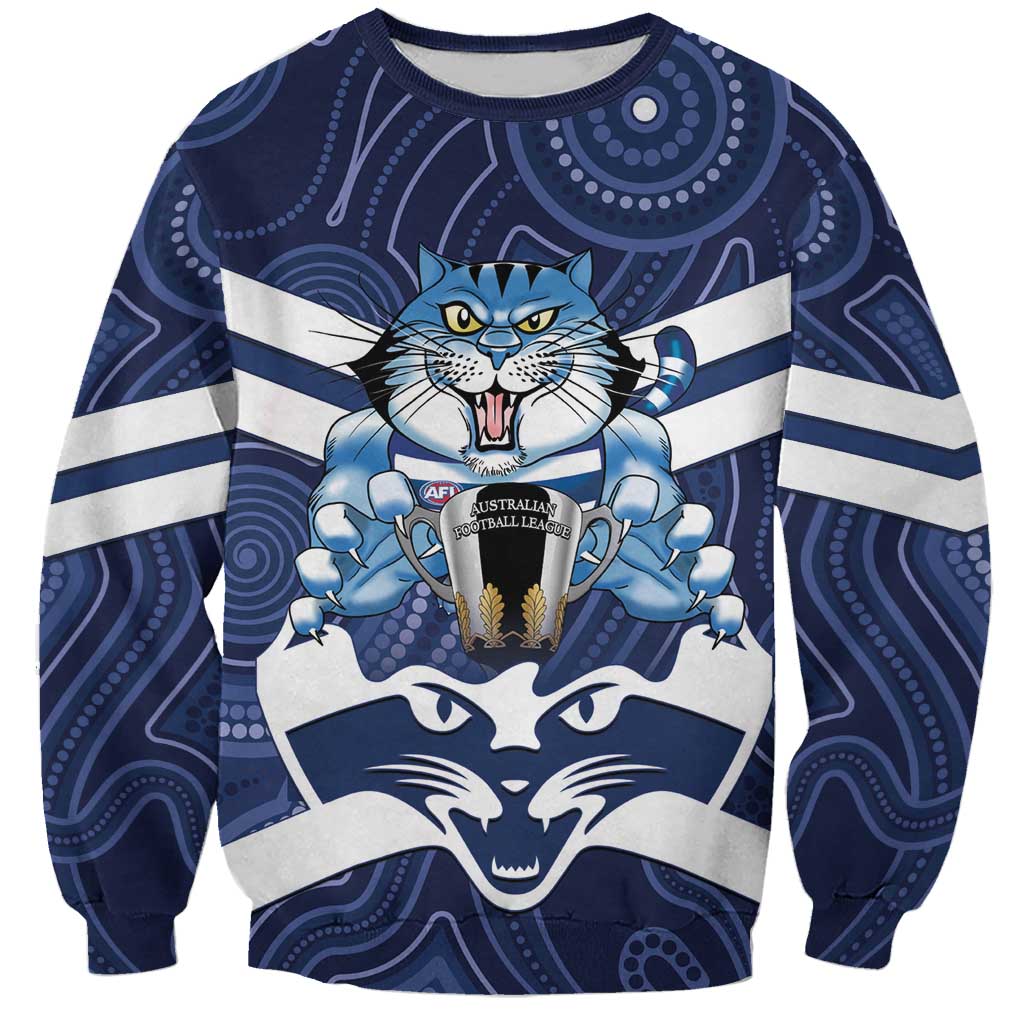 AFL Cats Football Personalised Sweatshirt Final Geelong Premiers Trophy Aboriginal - Aussie Hoodie