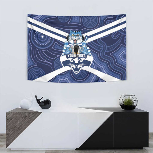 AFL Cats Football Personalised Tapestry Final Geelong Premiers Trophy Aboriginal - Aussie Hoodie