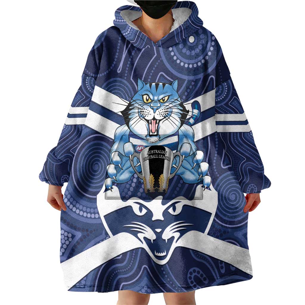 AFL Cats Football Personalised Wearable Blanket Hoodie Final Geelong Premiers Trophy Aboriginal - Aussie Hoodie