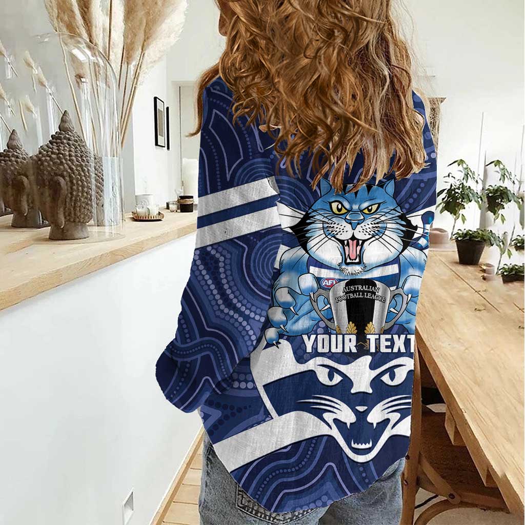 AFL Cats Football Personalised Women Casual Shirt Final Geelong Premiers Trophy Aboriginal - Aussie Hoodie