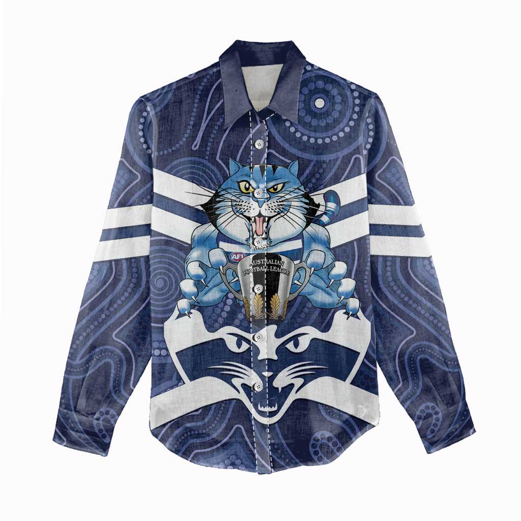 AFL Cats Football Personalised Women Casual Shirt Final Geelong Premiers Trophy Aboriginal - Aussie Hoodie
