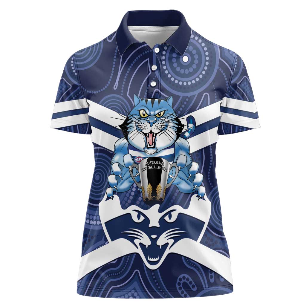 AFL Cats Football Personalised Women Polo Shirt Final Geelong Premiers Trophy Aboriginal - Aussie Hoodie