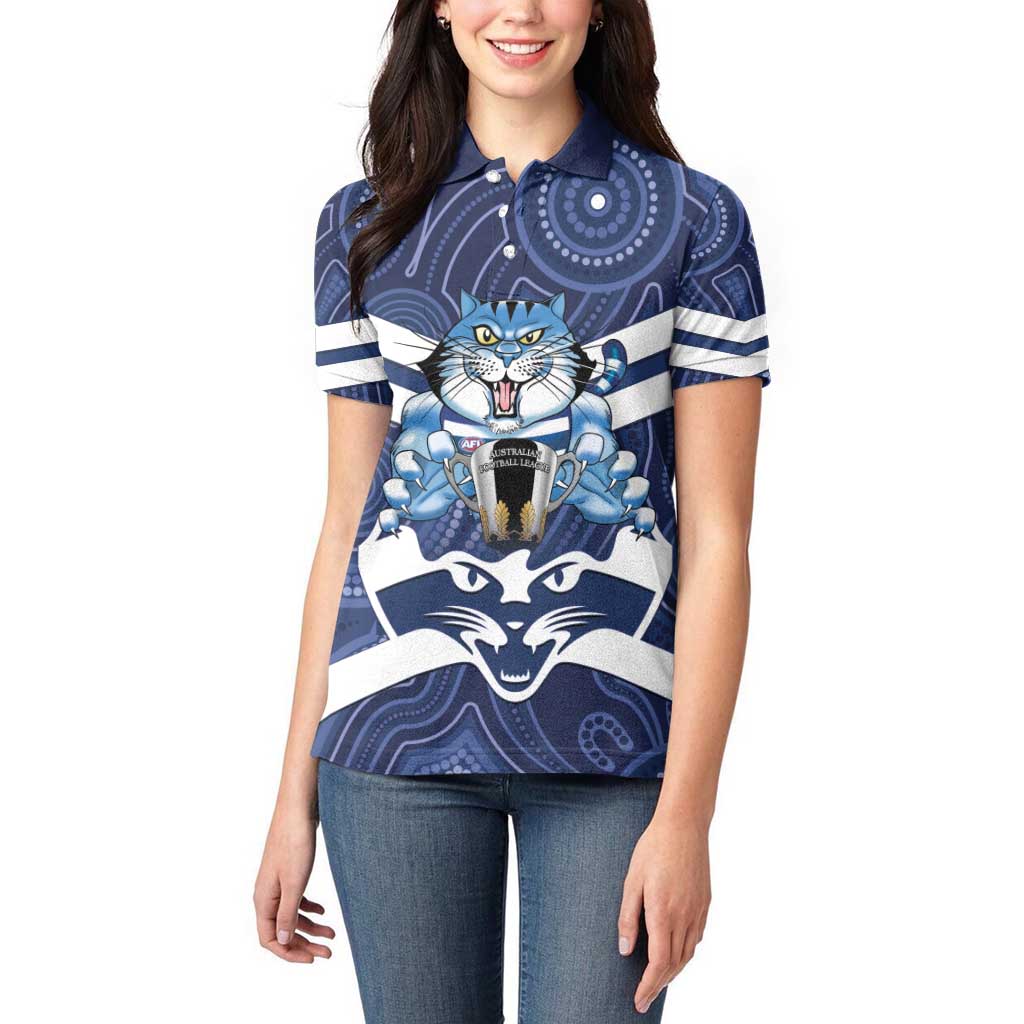AFL Cats Football Personalised Women Polo Shirt Final Geelong Premiers Trophy Aboriginal - Aussie Hoodie