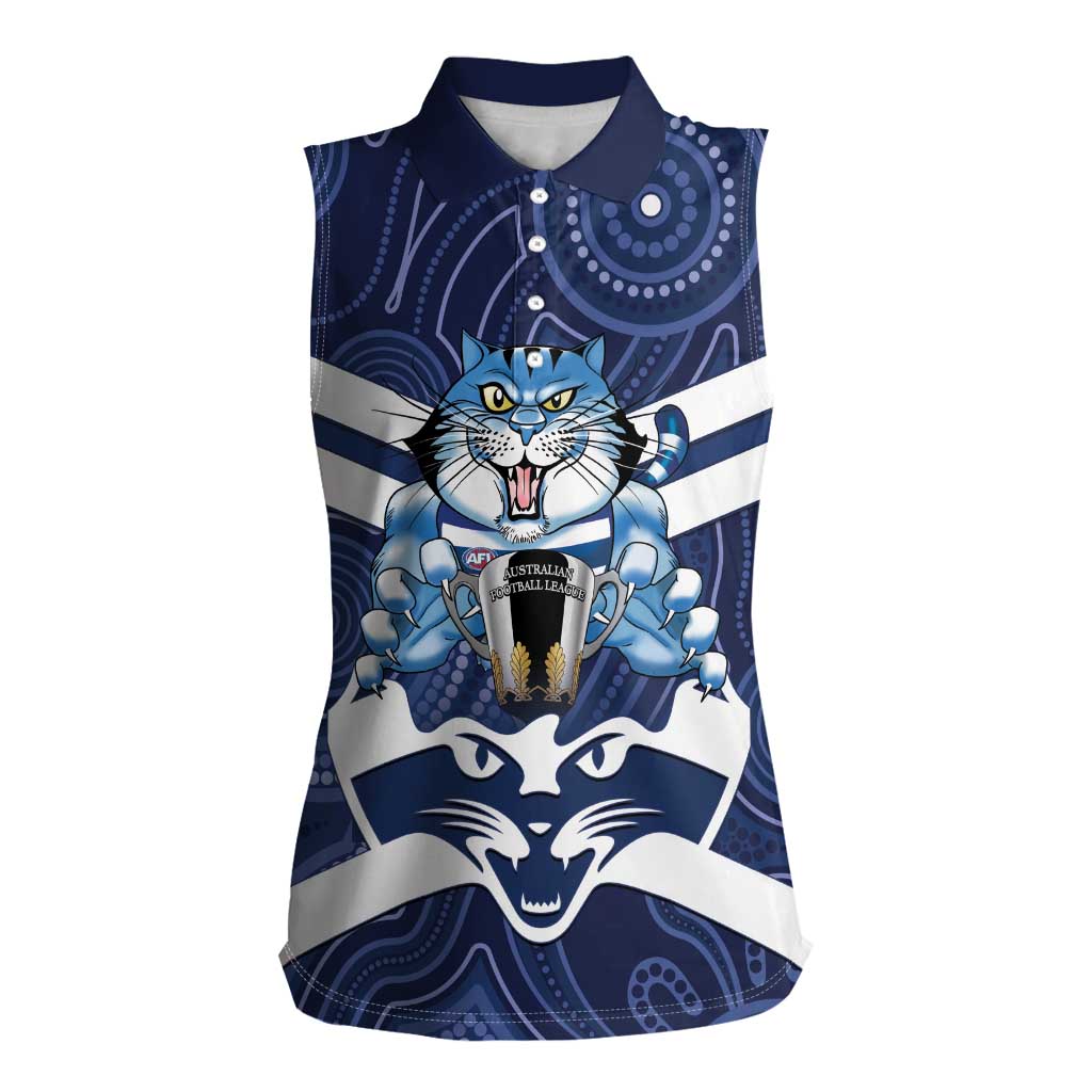 AFL Cats Football Personalised Women Sleeveless Polo Shirt Final Geelong Premiers Trophy Aboriginal - Aussie Hoodie