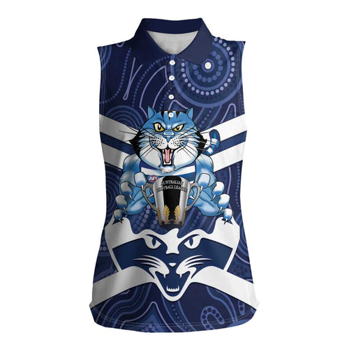 AFL Cats Football Personalised Women Sleeveless Polo Shirt Final Geelong Premiers Trophy Aboriginal - Aussie Hoodie