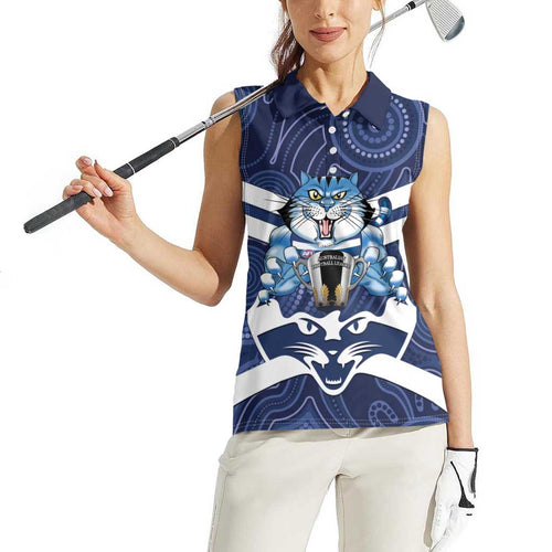 AFL Cats Football Personalised Women Sleeveless Polo Shirt Final Geelong Premiers Trophy Aboriginal - Aussie Hoodie