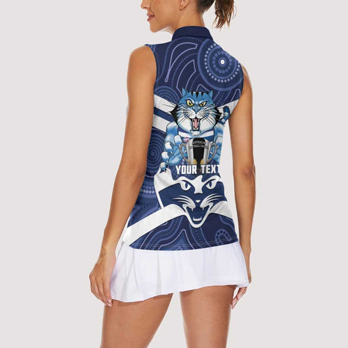 AFL Cats Football Personalised Women Sleeveless Polo Shirt Final Geelong Premiers Trophy Aboriginal - Aussie Hoodie