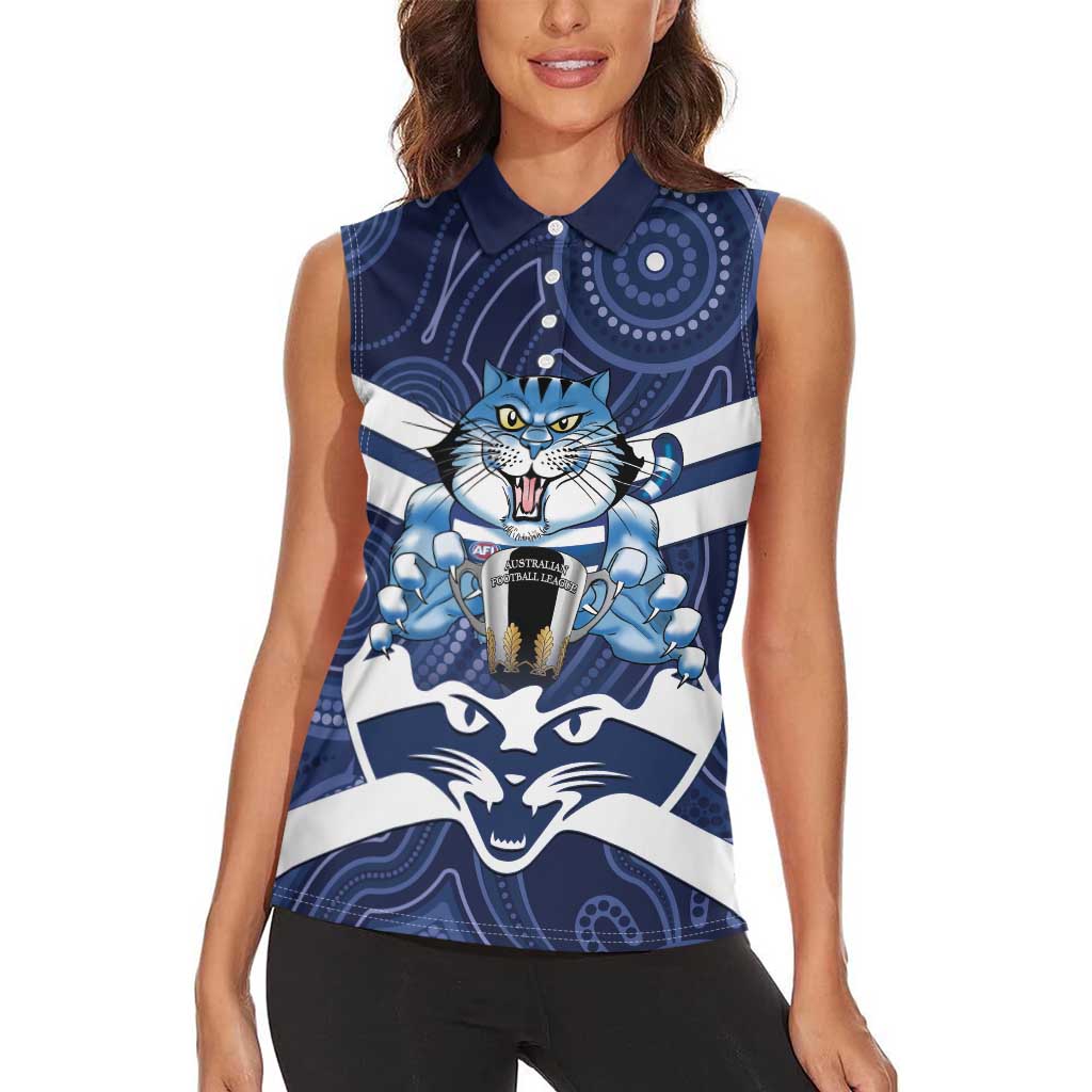 AFL Cats Football Personalised Women Sleeveless Polo Shirt Final Geelong Premiers Trophy Aboriginal - Aussie Hoodie