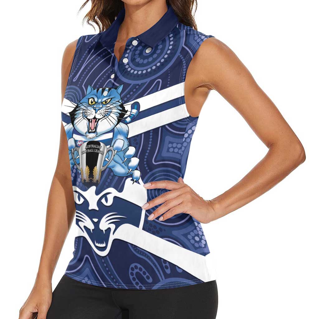AFL Cats Football Personalised Women Sleeveless Polo Shirt Final Geelong Premiers Trophy Aboriginal - Aussie Hoodie