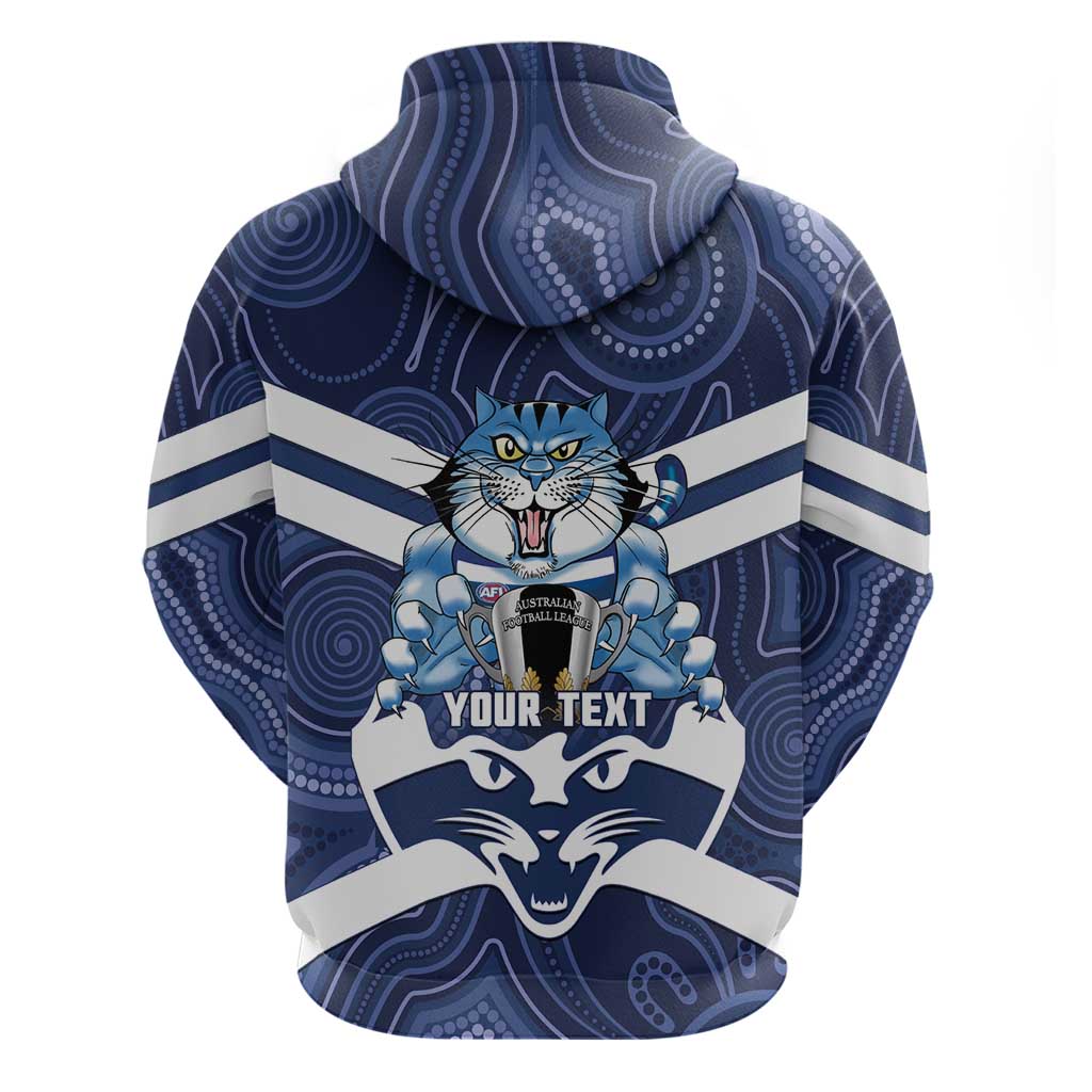 AFL Cats Football Personalised Zip Hoodie Final Geelong Premiers Trophy Aboriginal - Aussie Hoodie