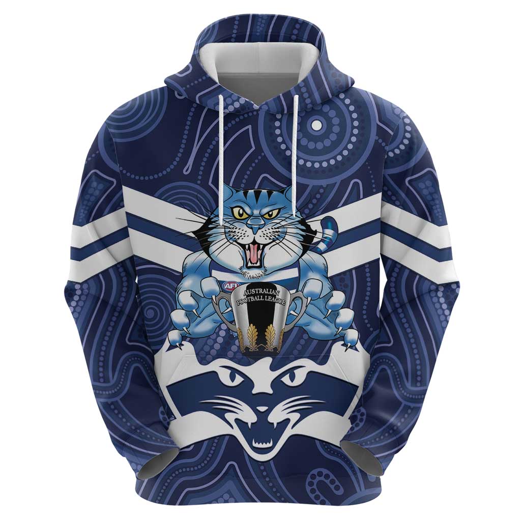 AFL Cats Football Personalised Zip Hoodie Final Geelong Premiers Trophy Aboriginal - Aussie Hoodie