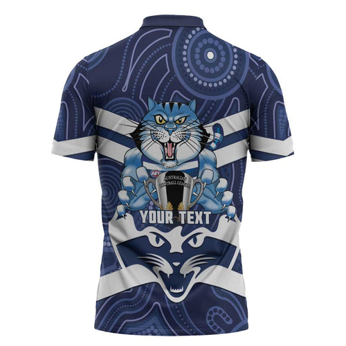 AFL Cats Football Personalised Zipper Polo Shirt Final Geelong Premiers Trophy Aboriginal - Aussie Hoodie