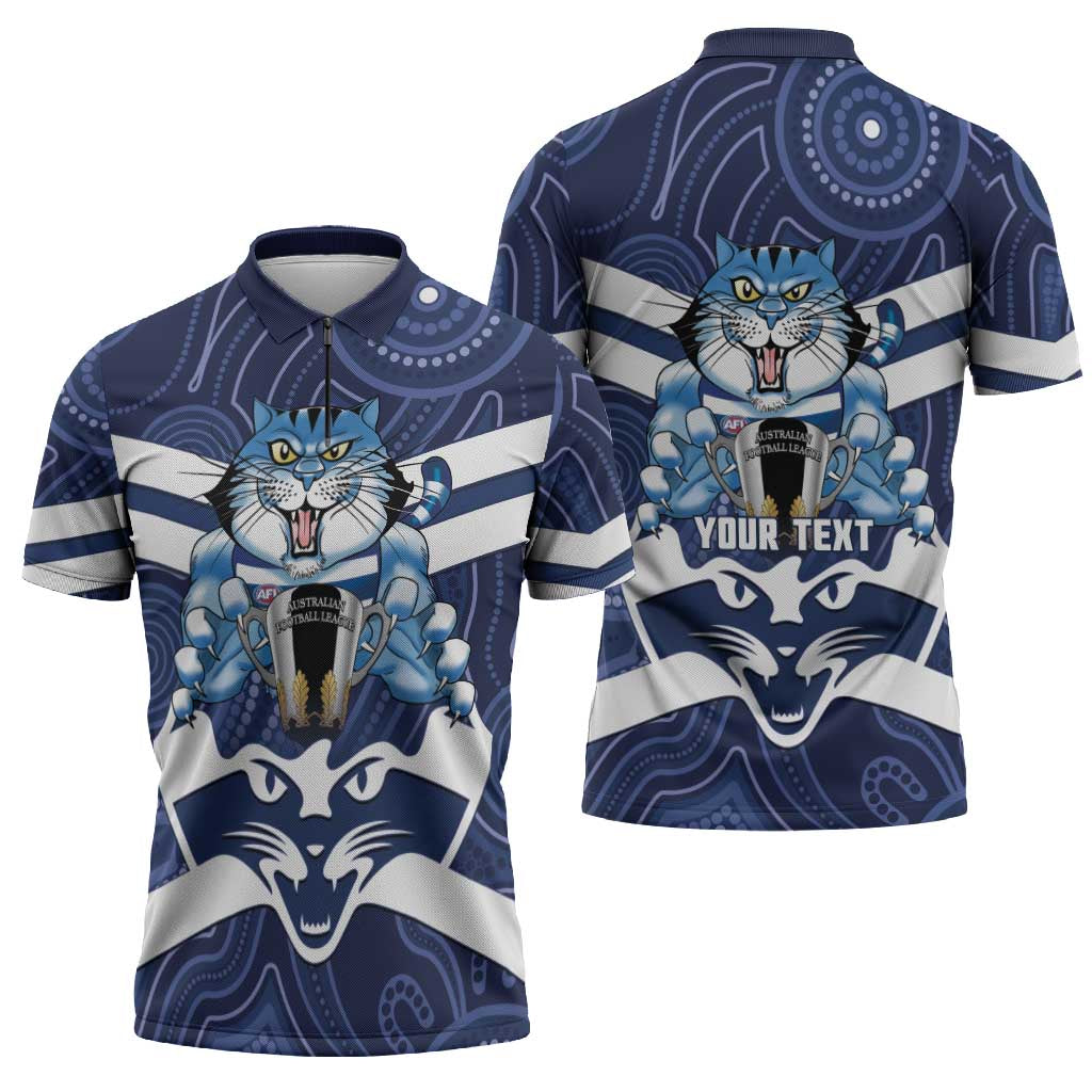 AFL Cats Football Personalised Zipper Polo Shirt Final Geelong Premiers Trophy Aboriginal - Aussie Hoodie