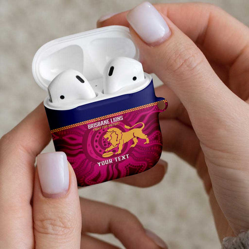 AFL Lions Football Custom AirPods Case Brisbane Fight For Victory Indigenous Art - Aussie Hoodie