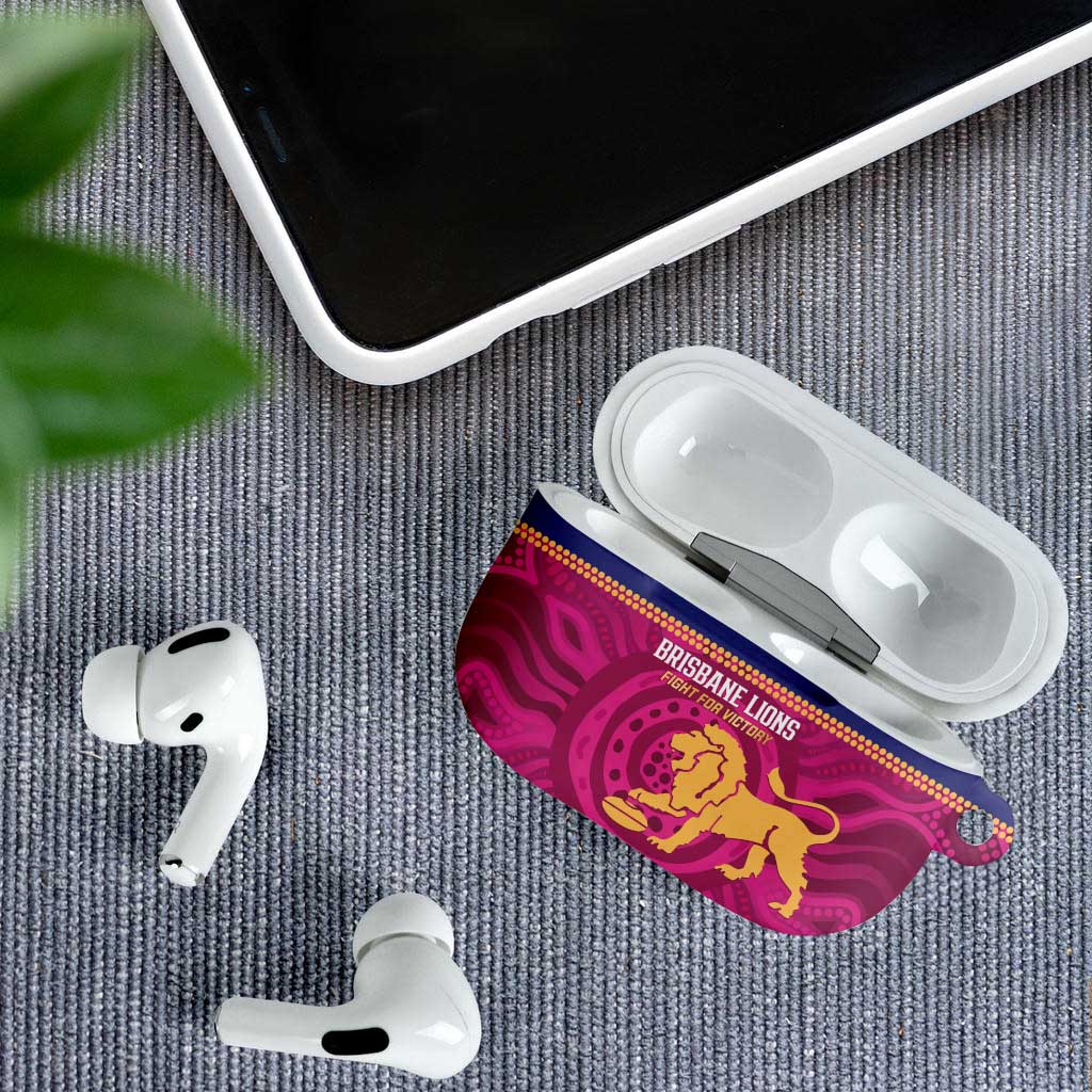 AFL Lions Football Custom AirPods Case Brisbane Fight For Victory Indigenous Art - Aussie Hoodie