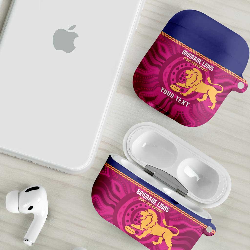 AFL Lions Football Custom AirPods Case Brisbane Fight For Victory Indigenous Art - Aussie Hoodie