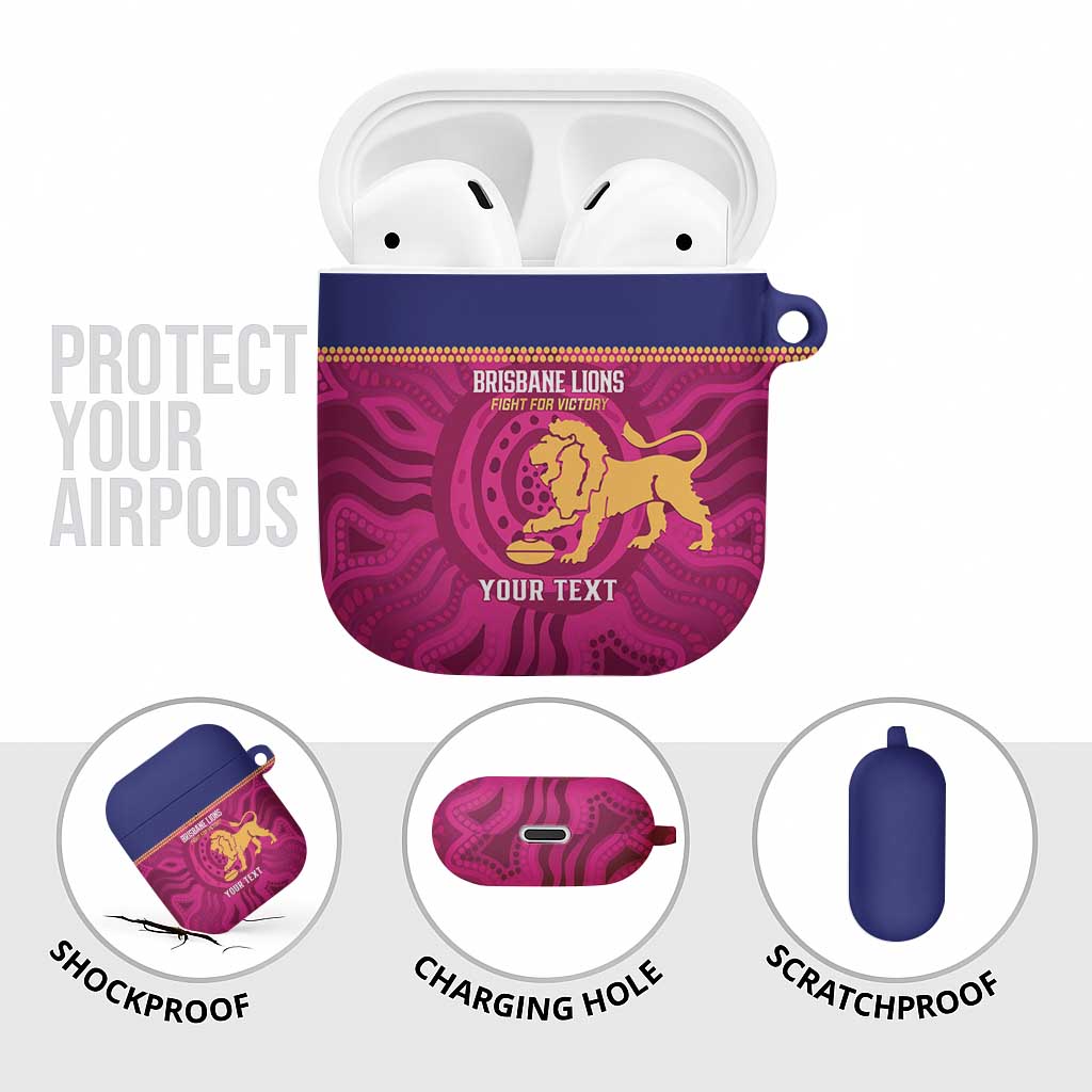 AFL Lions Football Custom AirPods Case Brisbane Fight For Victory Indigenous Art - Aussie Hoodie