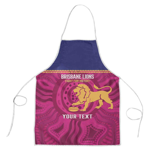 AFL Lions Football Custom Apron Brisbane Fight For Victory Indigenous Art - Aussie Hoodie