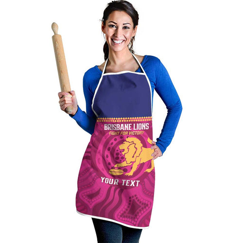 AFL Lions Football Custom Apron Brisbane Fight For Victory Indigenous Art - Aussie Hoodie