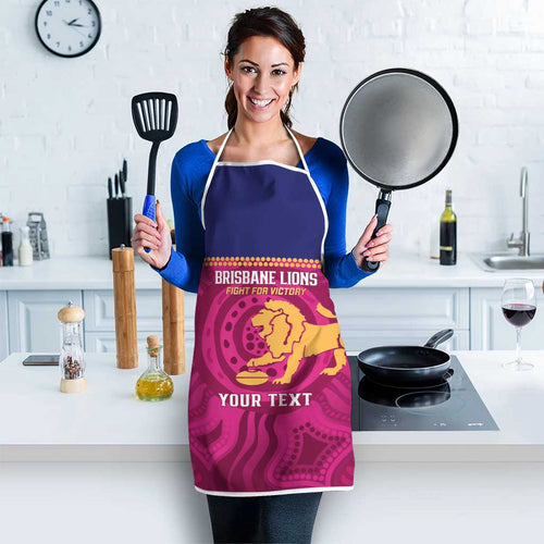AFL Lions Football Custom Apron Brisbane Fight For Victory Indigenous Art - Aussie Hoodie