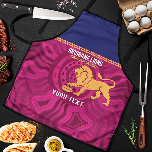 AFL Lions Football Custom Apron Brisbane Fight For Victory Indigenous Art - Aussie Hoodie