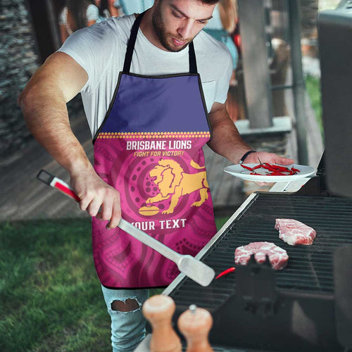 AFL Lions Football Custom Apron Brisbane Fight For Victory Indigenous Art - Aussie Hoodie