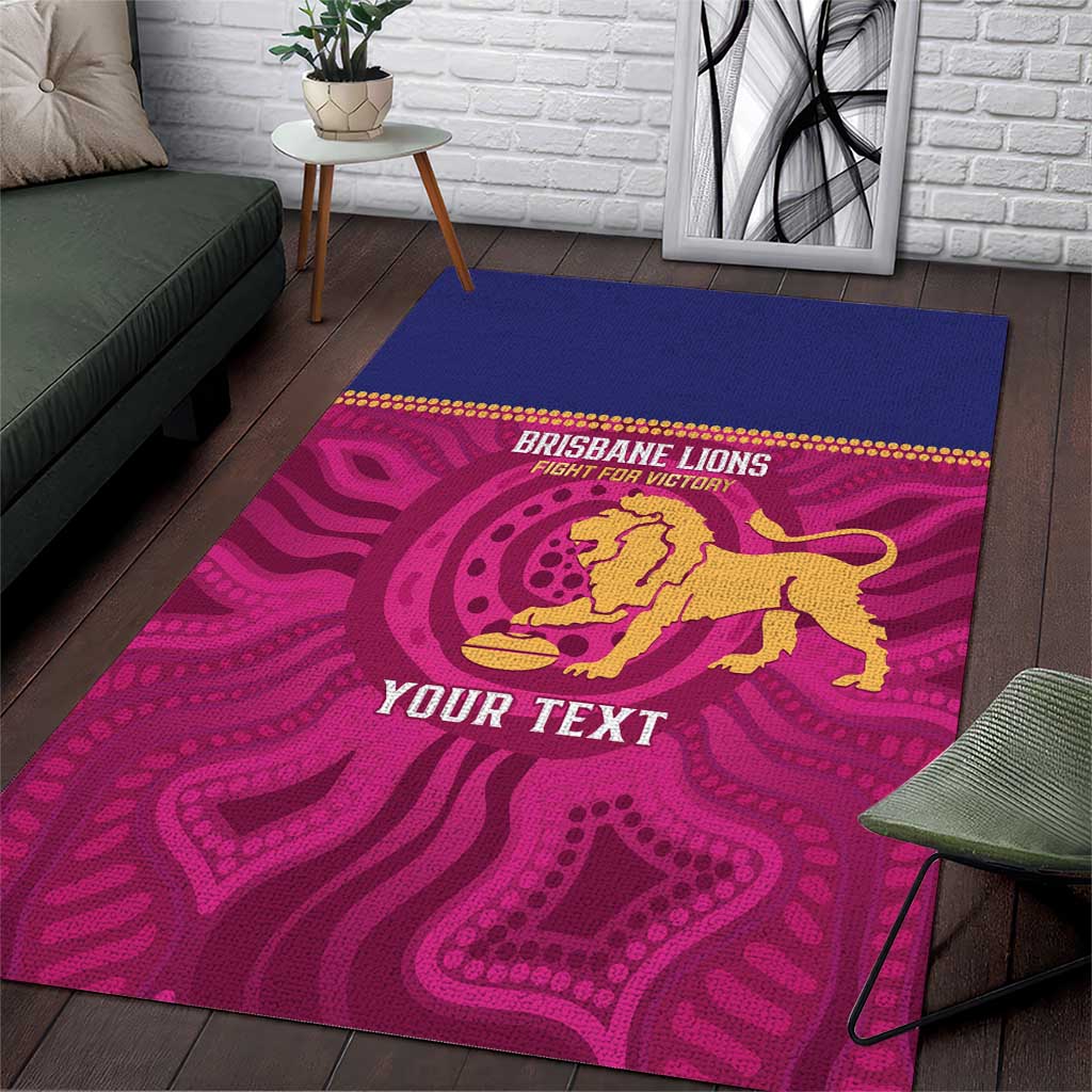 AFL Lions Football Custom Area Rug Brisbane Fight For Victory Indigenous Art - Aussie Hoodie