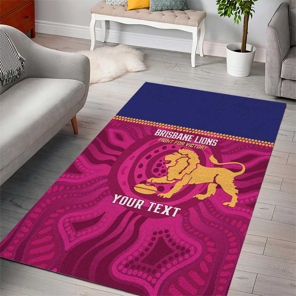 AFL Lions Football Custom Area Rug Brisbane Fight For Victory Indigenous Art - Aussie Hoodie