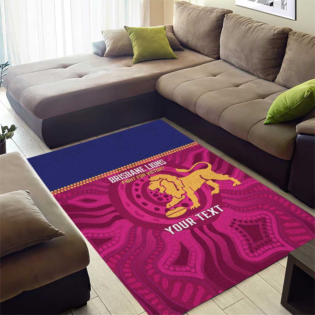 AFL Lions Football Custom Area Rug Brisbane Fight For Victory Indigenous Art - Aussie Hoodie