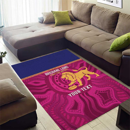 AFL Lions Football Custom Area Rug Brisbane Fight For Victory Indigenous Art - Aussie Hoodie